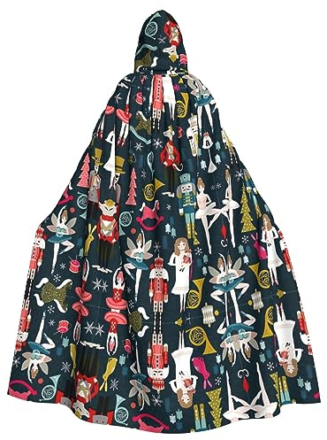 FRESQA Damen_S Nussknacker, Ballett, Weihnachten, Tanz, Unisex, mit Kapuze, langer Polyester-Umhang, Cosplay-Kostüme, Weihnachtsfeier, Vampirumhang