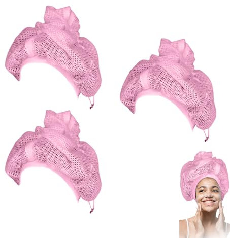 tongfeng Net Plopping Cap | Net Plopping Bonnet | Adjustable Mesh Plop Cap for Drying Curly Hair | Net Plopping Cap for Drying Curly Hair with Drawstring | Reusable Women Hair Net Snoods Pink, rose,