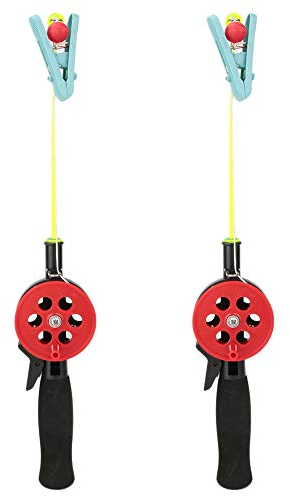 Dilwe Kinder-Angelrute, 2 Stück, ABS-Krabben-EIS-Angelruten, Stange 4,5 M, Nylonschnur mit Garnelenklemmen-Zubehör, Zufällige Farbe