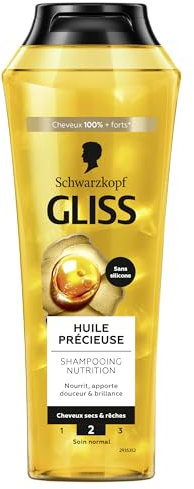 Schwarzkopf - GLISS - Shampooing Nutrition - Huile Précieuse - Sans Silicone - Nourrit - Apporte Douceur & Brillance - Cheveux secs & rêches - Cheveux 100% Plus Forts - Soin Normal - 250ml