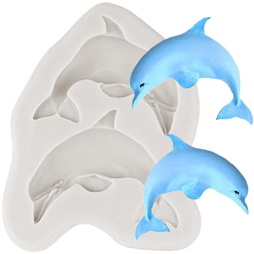 MINFEIDMS Moule en silicone pour fondant en forme de dauphin - Moule à bonbons au chocolat pour décoration de gâteaux - Pâte polymère