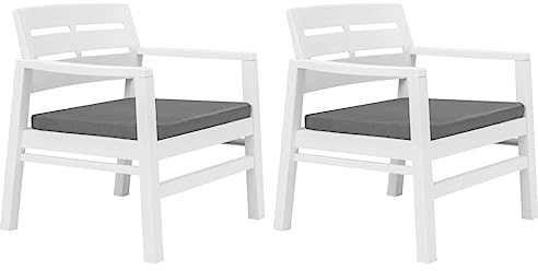 KTHLBRH 3-TLG. Garten-Essgruppe Weiß Kunststoff Terrassenmöbel-Sets Outdoor-Möbel-Sets Gartenmöbel-Sets für Gärten, Terrassen und Balkone