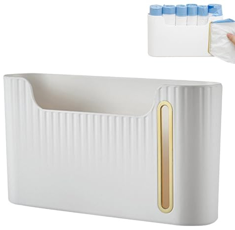 Weduspaty Plastic Bag Holder Can Hold 6 Rolls Grocery Bag Holder Wall Mounted Trash Bag Dispenser No Drill Hanging Grocery Bag Dispenser for Kitchen Bathroom Office, Plastic Bag Dispenser