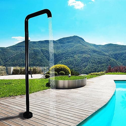 solardusche Garten Freistehende Außendusche Mit Schwenkbarem Duschkopf, Verchromte Duschsäule Aus Edelstahl for Das Badehaus Am Pool, Strand, Schwarz