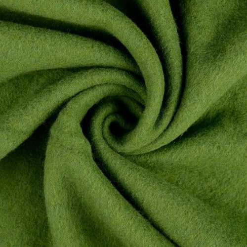 Woll Fleece aus reiner Schurwolle - Walkloden Jersey weich und dehnbar - Mulesing frei Öko-Tex Klasse 1 Bekleidungstoffe Meterware (Schilf)
