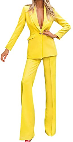 Completo Tailleur Donne Elegante Casual Tute 2 Pezzi Giacca a Maniche Lunghe Risvolto e Pantaloni Taglie Forti Abiti Lavoro Autunno Invernale Offerte Abito da Donna da Abito per Business e Matrimoni