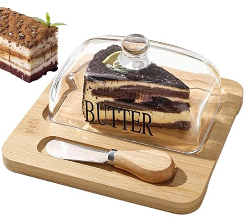 Butter Dish with Lid, Butter Dish with Lid for Worktop, Butter Holder, Covered Butter Dish, Cheese Dome, Lemon Glass Dome, Cake Plate with Lid, Butter Jars for Pie, Dessert, Home