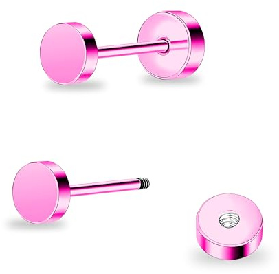 DE Titan Damen flach zurück Ohrstecker Frauen hypoallergene Ohrringe für empfindliche Ohren einfach klassisch 3mm-6mm flach Ohrstecker perfekt für Helix Tragus Knorpel
