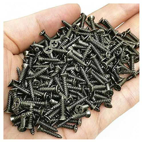 GMJTSRWV Screws 100pcs/pack M2 M2.5 M3 Steel Mini Micro Small Phillips Flat Head Cross Round Pan Head Self-tapping Screws Wood Furniture Screws Stainless Steel Screws(M2,Antique Brass color)