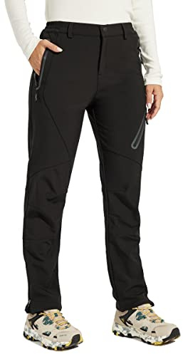 WILLIT Damen Schneehose Thermohose Gefüttert Wanderhose Wasserdicht Softshellhose Fleece Skihose Warm Trekkinghose Winter Outdoorthose Isoliert Kaltes Wetter