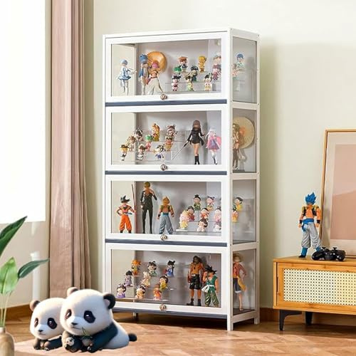 Moubhjd Vitrine Murale pour Collection Mini Voiture Collection, Objet Manga, Vitrine pour Collection, Presentoir pour Figurine Rangement avec Etagères sur Salon(Color : Blanc, Size : 60×33×140cm)