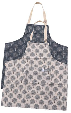 OKUMEYR 2stücke Küchenschürze Baumwolle Leinen Ölabweisend Waschbar Schutzschürze Für Damen Herren Küchenzubehör Kleidungsschutz Beim Kochen Backen Haushalt