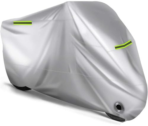 Fundas Motos para Yamaha Tmax 560 2022 2023 2024 2025, Cubre Moto Impermeable Protector Viento Antipolvo UV Exterior Protector Accesorios,Silver