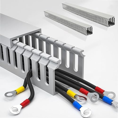 PVC-Kabelkanal Schwer Entflammbar 2x1m Set mit Deckel - Grau RAL Elektro-Installationskanal VDE-Zertifiziert für Industrieanlagen, Maschinenbau & Werkstätten(BxH:80x80 mm)