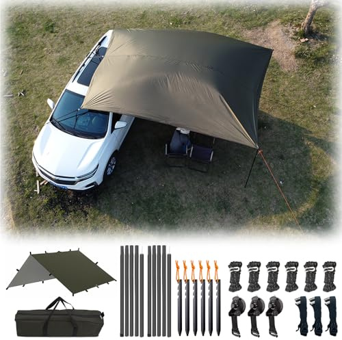 3X3Car Awning Camping SUV Sun Shelter Waterproof Universal Tent Canopy Anti-UV for Van Campervan Caravan Truck Vehicle