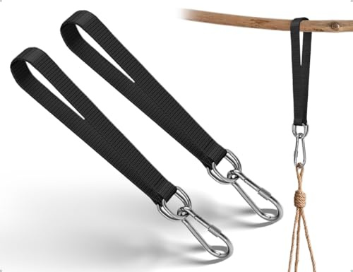 Emezddo 2 Stück Schaukel Befestigung,Tragbares Aufhängung Hängematten Gurte,Baumschaukelgurt mit Karabinern und D-Ringen,verwendet für Camping,Wandern,Picknicks