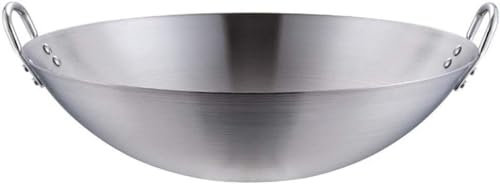 Padella wok da cucina professionale, multiuso, manico in acciaio resistente, ideale per soffriggere e friggere