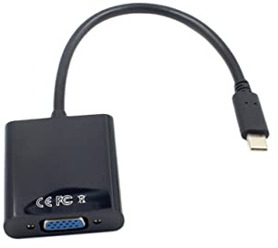 Operitacx Cable Convertidor De Tipo c a Vga para Laptop, Adaptador USB-c a Vga Compatible Proyector y Monitor, Negro, Resolución 1080p, Conector Reforzado, Cable De Video