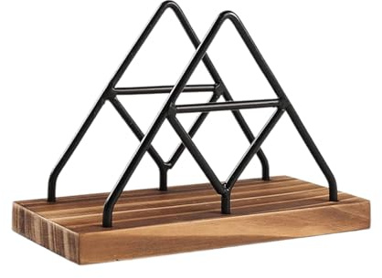 Soporte artístico para pañuelos de mesa simple de madera y hierro, dispensador de hierro único, accesorio de escritorio
