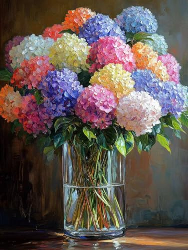 Diamond Painting Ortensia Diamond Painting Adulti, Pittura Diamante Fiori Diamantini Crystal Art 5D DIY Strass Ricamo a Punto Croce Artigianale Kit per Decorazioni Casa Parete 50X70Cm -wyl2506VB