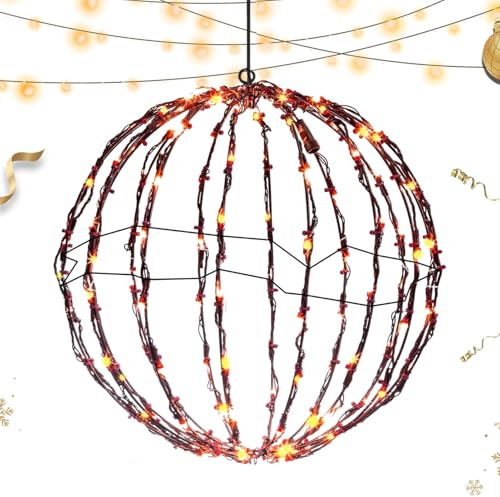Luci Natalizie a Sfere, Palle Luminose Natalizie per Esterni, Decorazioni Festive Globo per Interni Giardino Terrazza Notte Albero