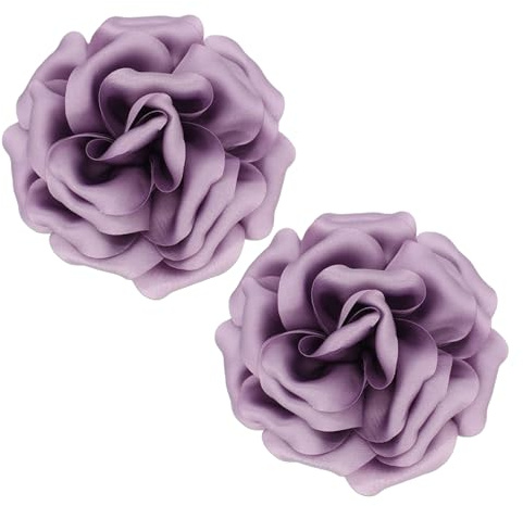 2 Pièce Broche Délicate Tendance en Mousseline, Broche de Fleurs de Rose en Mousseline, Grande Épingle à Cheveux Artificielle 2 En 1, pour Tous les Jours, Fête, Mariage, Décoration (Violet)