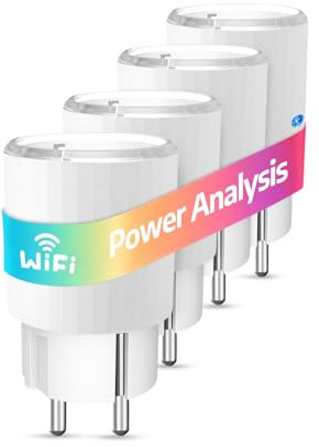 SMARTERCURRY Smart WLAN Steckdose 13A mit Strommessung, 4 Stücke