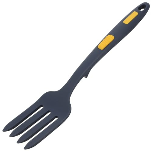 Veemoon Fourchette Cuisine Multifonctionnelle en Silicone Antiadhésive Grosse Fourchette à Nouilles Ergonomique Bleu Foncé Résistante à L'Usure pour Pâtes et Cuisson Quotidienne