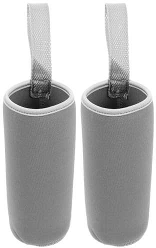 Alasum Lot de 2 Manchons Isothermes en Néoprène Gris 550 ML avec Poignée – Housse de Protection Portable pour Bouteilles D’Eau en Verre – Isolation Thermique et Antichoc Sport Voyage