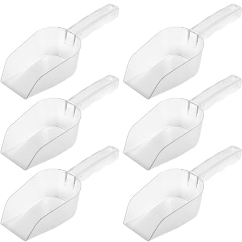 SHINYPASING 6 Cucharas Grandes Transparentes para Hielo de Buffet, Pala Multifuncional para Alimentos, Harina y Dulces, Utensilios de Cocina Resistentes y Ergonómicos para Hogar, Bar y Fiesta