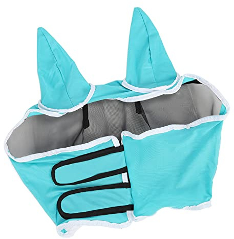 Phefop Hästflugmask med öron, Elastiskt Andningsskydd i Mesh, UV-skydd och Sommarkomfort för Stora Hästar (S)