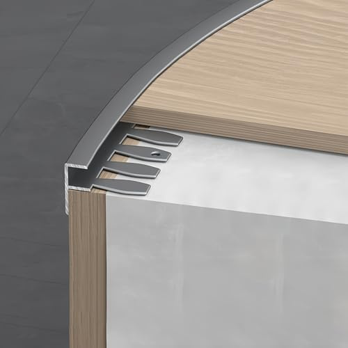 Coayuou Baguette D Angle Aluminium 90cm* 3 Pièces Bord De Marche Escalier Flexible Bordure Carrelage en F pour des Bordures Impeccables, Idéale pour Cuisine, Salle De Bain(Gray,10mm)