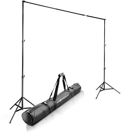 Walimex pro Système de fond de télescope L 120-307 cm - système de fond photo stable pour studio & mobile I pour photographie, vidéo & écran vert I pour toiles en papier & tissu I hauteur 102-256cm