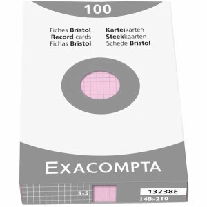 Exacompta Karteikarten A5 kariert rosa VE=100 Stück