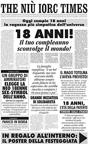 Bombo Biglietto Compleanno Auguri Giornale 18 Anni Amica | Dimensioni 32x49 cm, con carta specchio