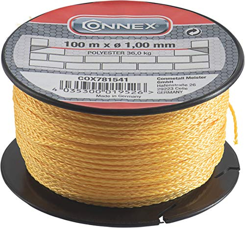 Connex COX781541 Mason's Lacing Cord, Yellow, 1 mm x 100 m