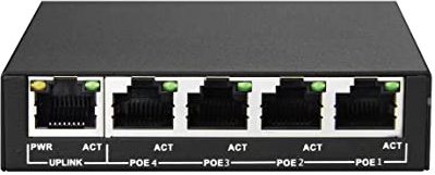 PoE Switch PS504 Mini commutateur PoE Power Over Ethernet, 5 ports LAN RJ45, 4 ports LAN POE RJ45, 802.3AF, 48V / 60W Noir