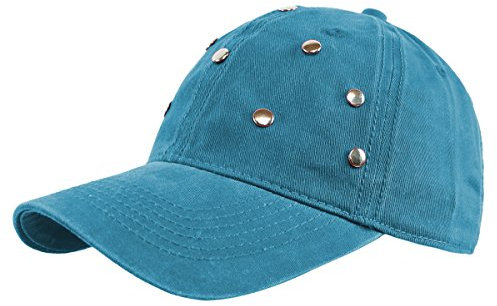 dy_mode Damen Basecap Baseball Cap Mütze Kappe mit Glitzer Nieten - K002-K011 (K011-PetrolBlau)
