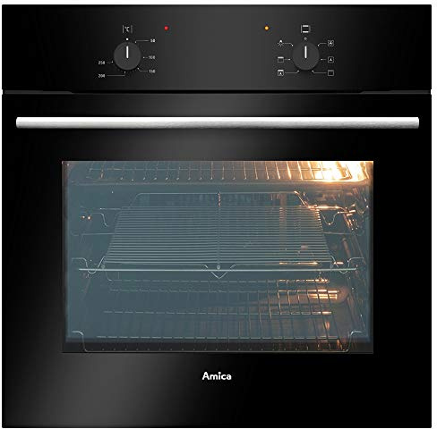 Amica ASC200BL Electric Fan Oven with A Energy Efficiency, 5 Functions, Enamel Interior and Triple Glazed Removable Door (Black)