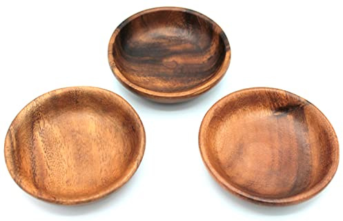 dekoundmeer 3er Set Schälchen aus Holz Akazie je 10 x 2 cm fair gehandelt