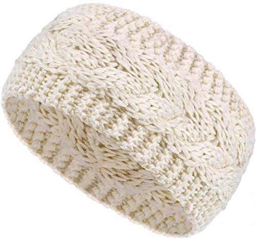 Bandeau d'Hiver Bandeau en Laine Torsadée Cache-Oreilles Cache-Cheveux pour Femme (Beige)