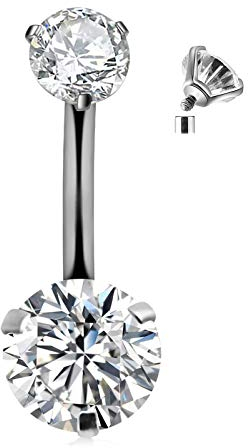 vcmart Titan Bauchnabelpiercing 10mm Stablänge 14G Piercing Bauchnabel mit Stein