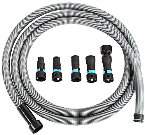 Cen-Tec Systems Quick Click 6m Hose 5-Piece Power Tool Adaptor Set for Dust | For home and shop vacuums. Dust collection adaptor set fits standard power tools.