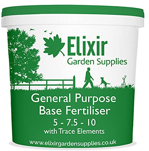 Elixir Gardens General Purpose Base Fertiliser | 5-7.5-10 + Trace Elements Various Sizes 500g-25kg | 5kg tub | Treats over 140sqm