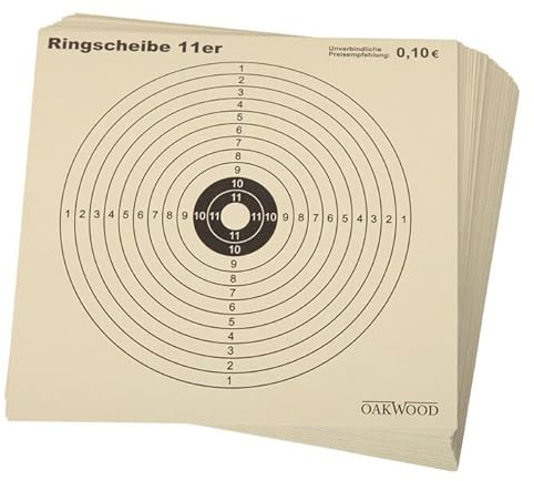 OAKWOOD Set 50 Zielscheiben 14x14cm + 500 Diabolos 4,5mm Spitzkopf oder Flachkopf nach Wahl mit Kugelfang Trichter Verschiedene Varianten für Luftgewehr und Luftpistole