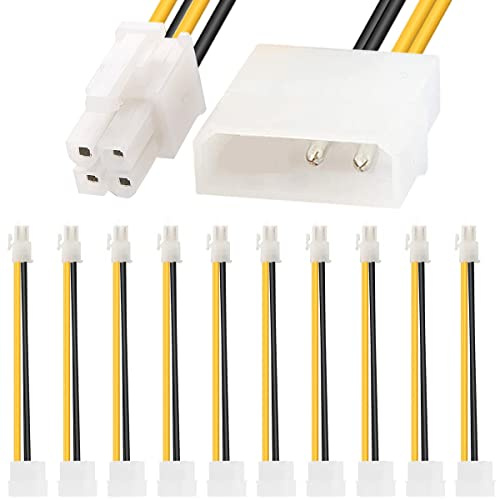 Xiatiaosann P4 ATX a LP4, adaptador de fuente de alimentación hembra Molex macho de 4 pines a placa base ATX de 4 pines para Pentium 4, para placa base ATX de 4 pines, 20 cm 8 pulgadas, 10 piezas