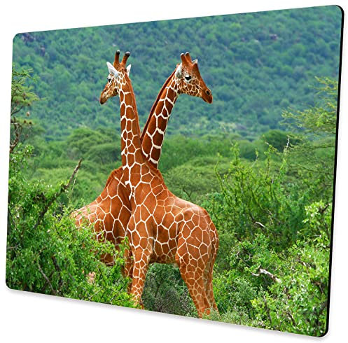 Tapis de souris carré personnalisé pour gaming, bureau, motif girafe mignonne, base en caoutchouc antidérapante pour ordinateur de bureau et ordinateur portable