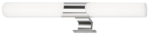 BRILONER - Spiegelleuchte Bad mit 2 in 1 Montage, IP44 Spritzwasserschutz, neutralweiße Lichtfarbe, Badezimmerlampe, Schrankbeleuchtung, Spiegellampe, Lampe Badezimmer, 47x12x5 cm, Chromfarbig