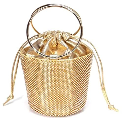 MOISTRI Sacs glacés à la mode seau en cristal en trois dimensions sacs à main à cordes coulissantes porte-monnaie pour femmes sacs du soir Or