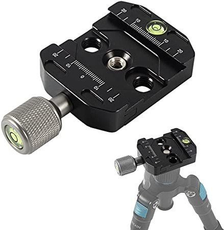 Gobesty 50mm Piastra Sgancio Rapido, Arca Swiss Clamp con Vite da 1/4-3/8 Adattatore, Piastra di sgancio rapido in metallo Morsetto QR per testa a sfera del treppiede
